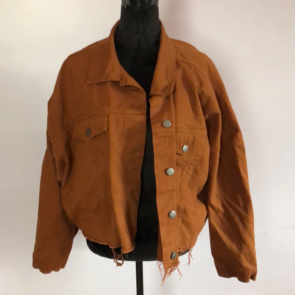 Brown cropped jean jacket